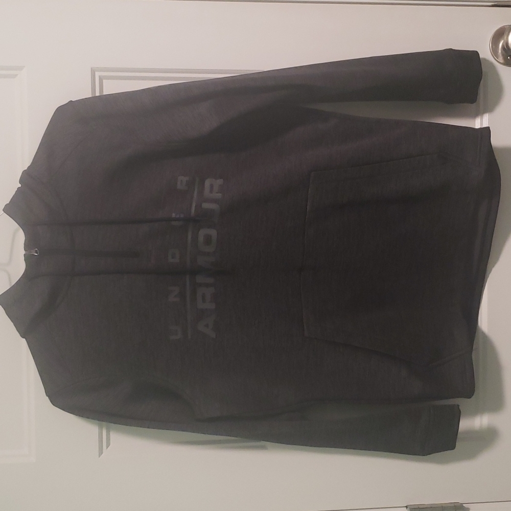 Under Armour Mens Small Dark Gray Coldgear Sweatshirt Hoodir with Zipper Neck